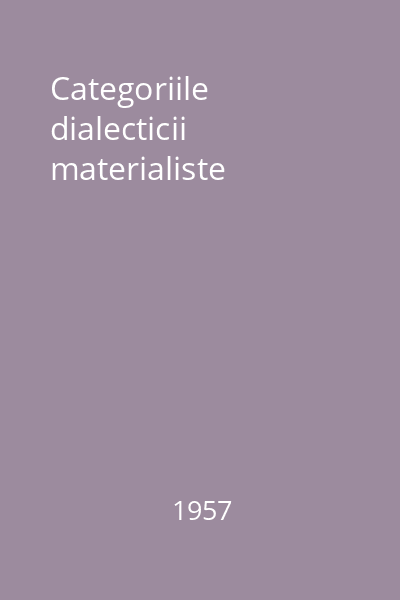 Categoriile dialecticii materialiste