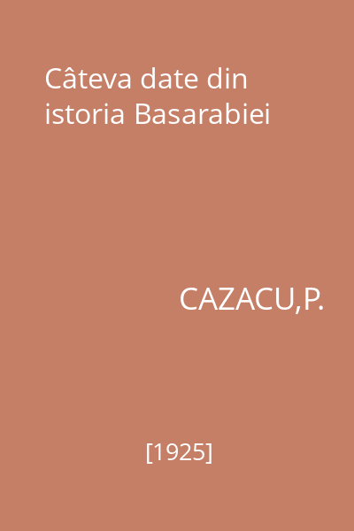 Câteva date din istoria Basarabiei