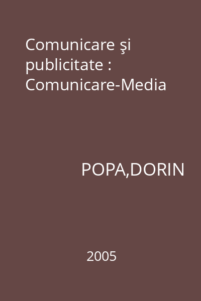 Comunicare şi publicitate : Comunicare-Media