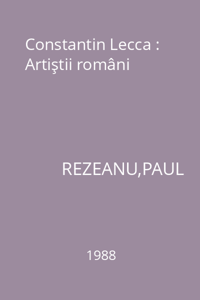 Constantin Lecca : Artiştii români