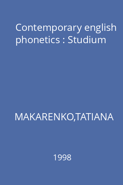 Contemporary english phonetics : Studium