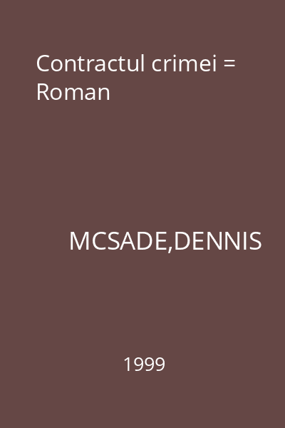 Contractul crimei = Roman