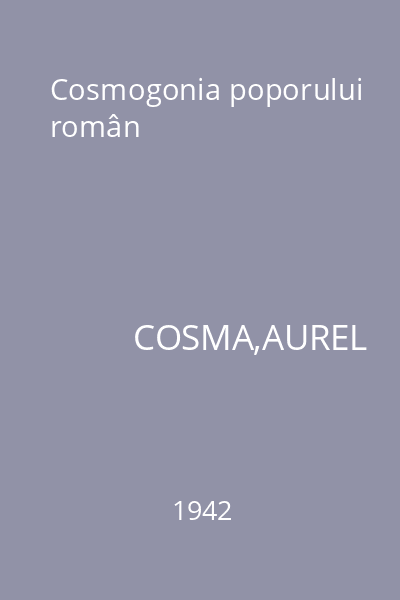 Cosmogonia poporului român