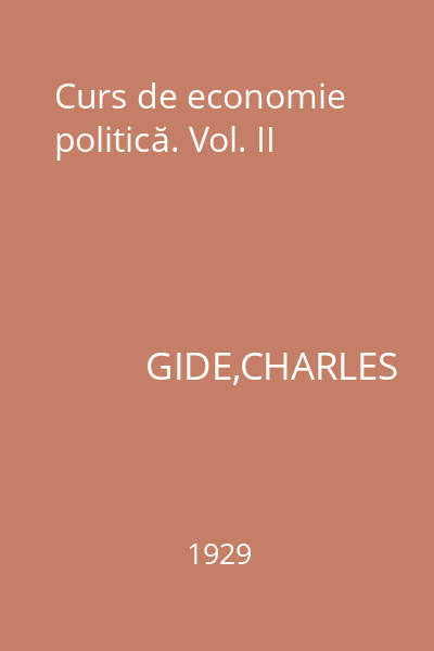 Curs de economie politică. Vol. II