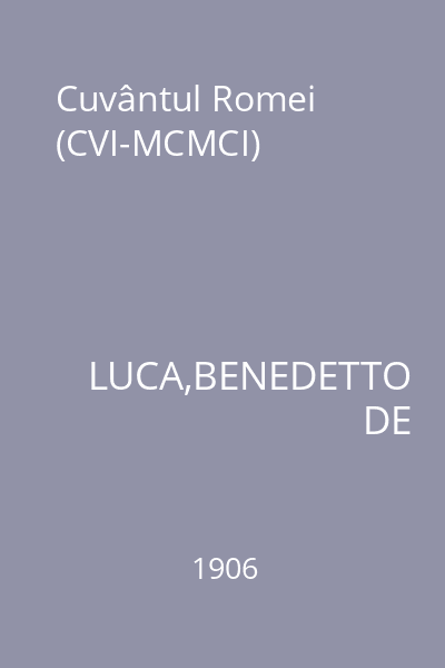 Cuvântul Romei (CVI-MCMCI)