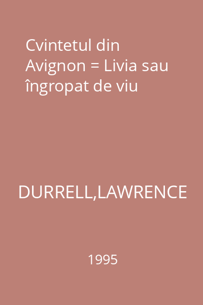 Cvintetul din Avignon = Livia sau îngropat de viu