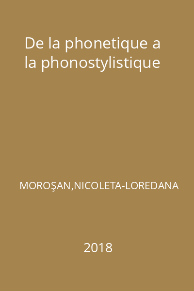 De la phonetique a la phonostylistique