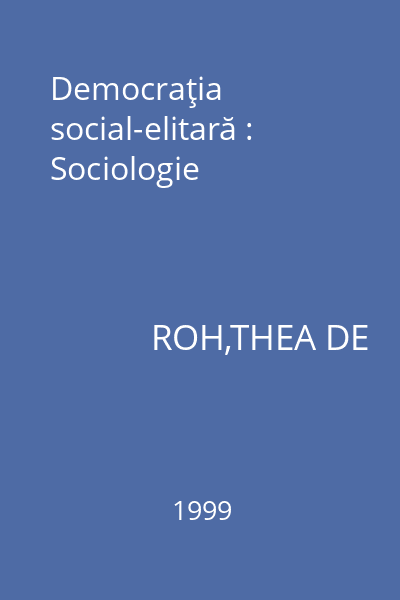 Democraţia social-elitară : Sociologie