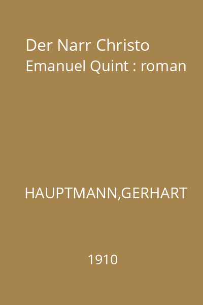 Der Narr Christo Emanuel Quint : roman