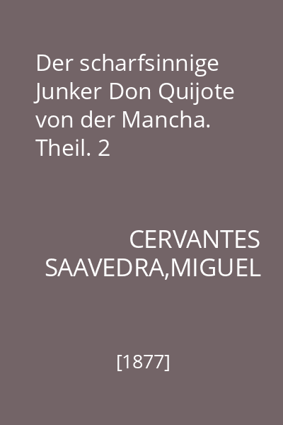 Der scharfsinnige Junker Don Quijote von der Mancha. Theil. 2