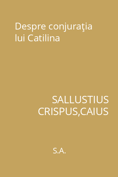 Despre conjuraţia lui Catilina