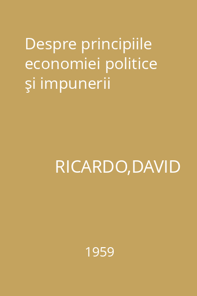 Despre principiile economiei politice şi impunerii