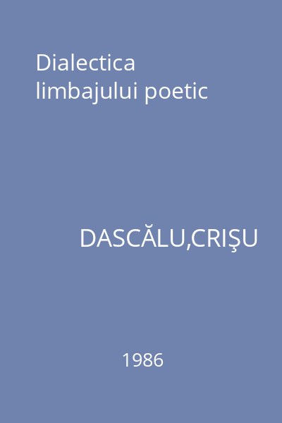 Dialectica limbajului poetic