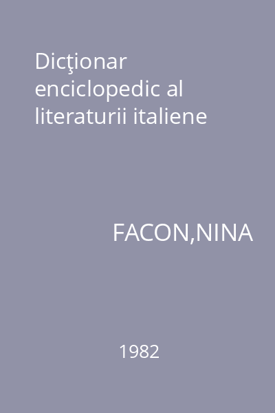 Dicţionar enciclopedic al literaturii italiene