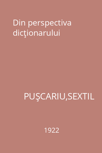 Din perspectiva dicţionarului