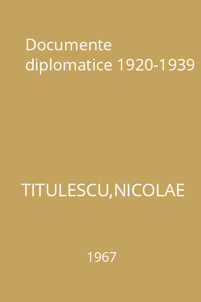 Documente diplomatice 1920-1939