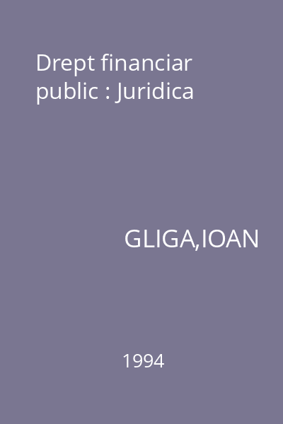 Drept financiar public : Juridica