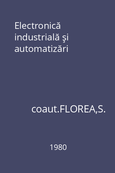 Electronică industrială şi automatizări