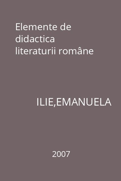 Elemente de didactica literaturii române