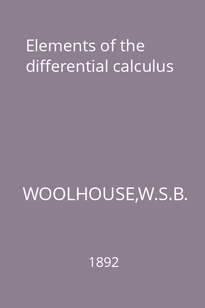 Elements of the differential calculus