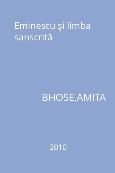 Eminescu şi limba sanscrită