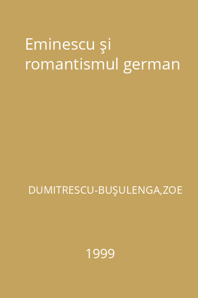 Eminescu şi romantismul german