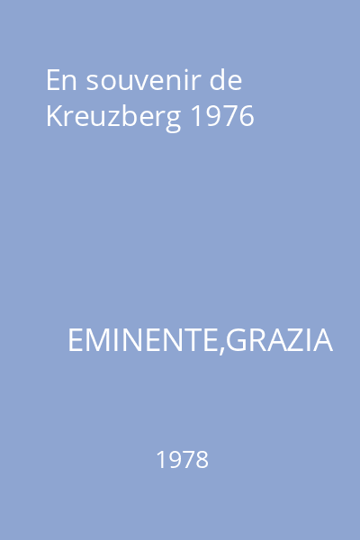En souvenir de Kreuzberg 1976