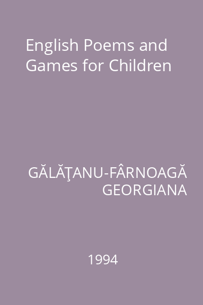 English Poems and Games for Children