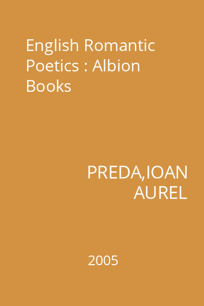 English Romantic Poetics : Albion Books