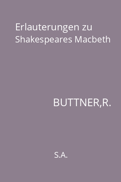 Erlauterungen zu Shakespeares Macbeth