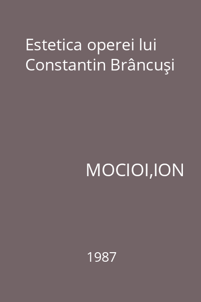 Estetica operei lui Constantin Brâncuşi