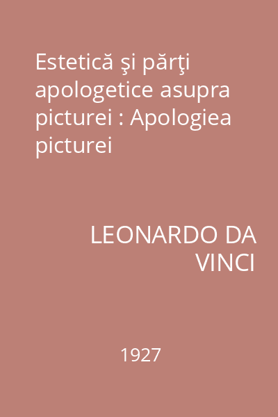 Estetică şi părţi apologetice asupra picturei : Apologiea picturei