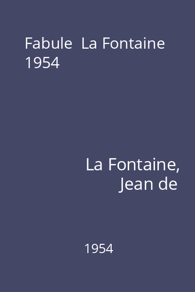 Fabule  La Fontaine 1954