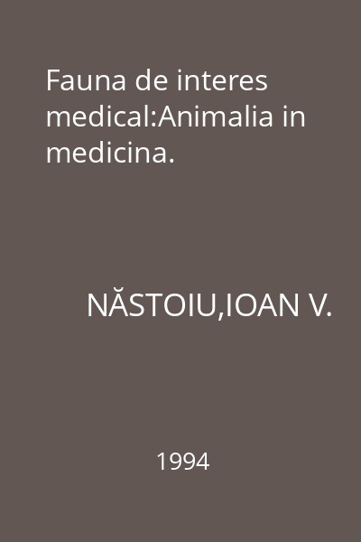 Fauna de interes medical:Animalia in medicina.