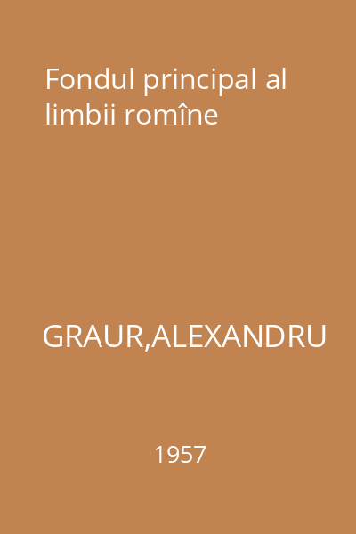 Fondul principal al limbii romîne