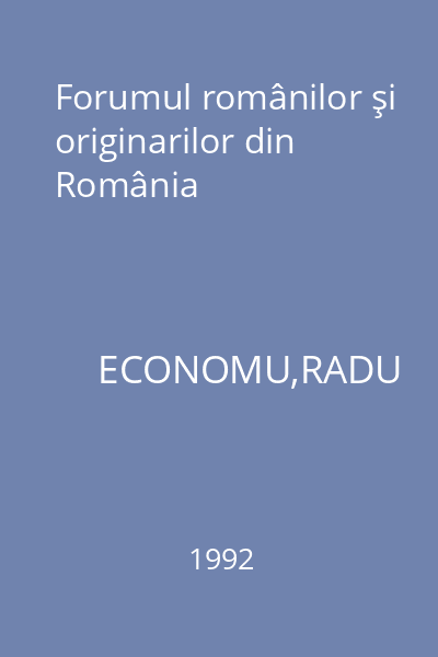 Forumul românilor şi originarilor din România
