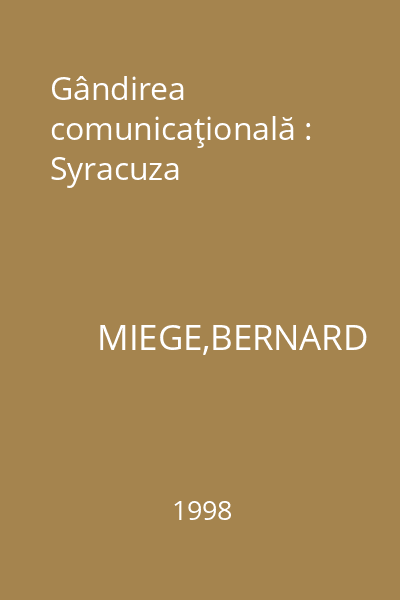 Gândirea comunicaţională : Syracuza