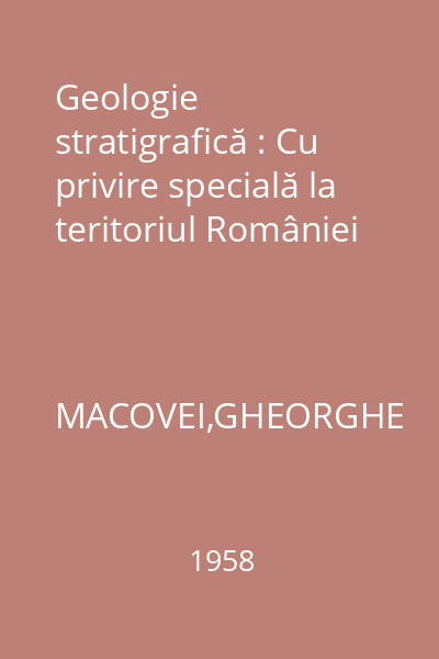 Geologie stratigrafică : Cu privire specială la teritoriul României