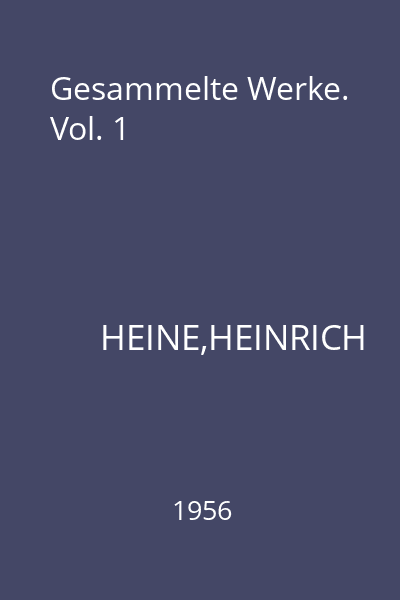 Gesammelte Werke. Vol. 1