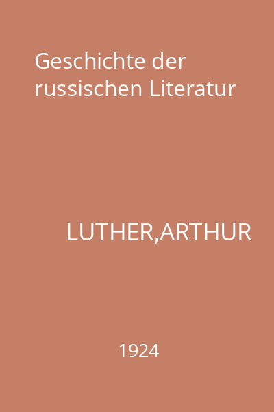 Geschichte der russischen Literatur