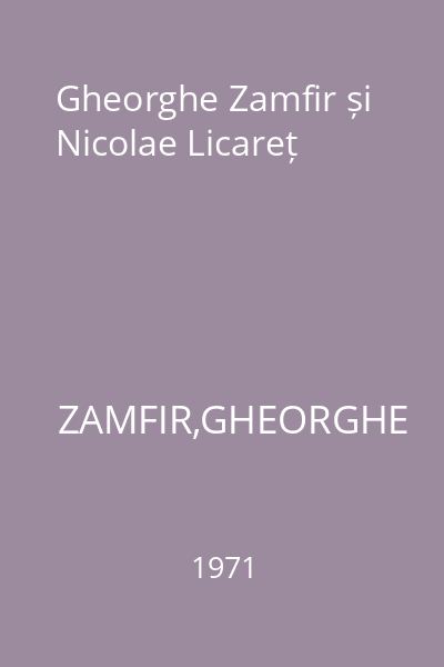 Gheorghe Zamfir și Nicolae Licareț
