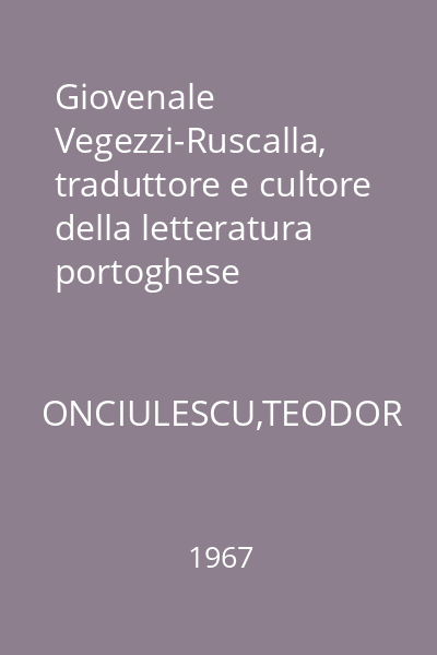 Giovenale Vegezzi-Ruscalla, traduttore e cultore della letteratura portoghese