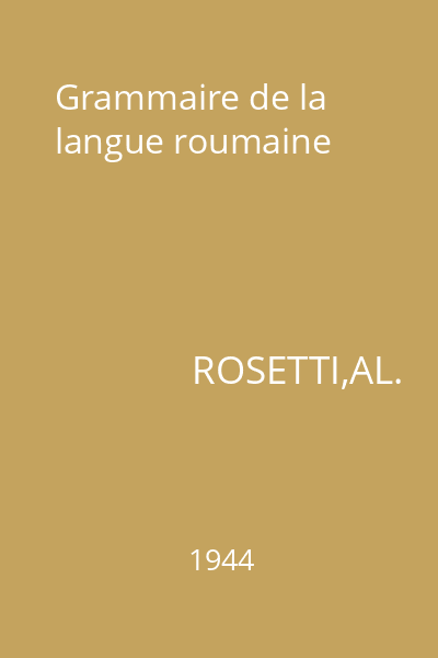 Grammaire de la langue roumaine