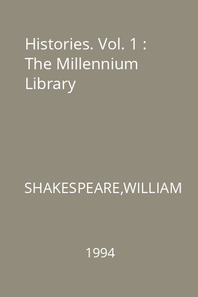 Histories. Vol. 1 : The Millennium Library
