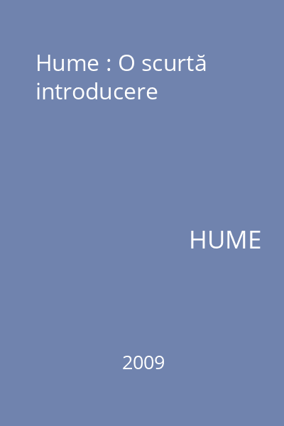 Hume : O scurtă introducere