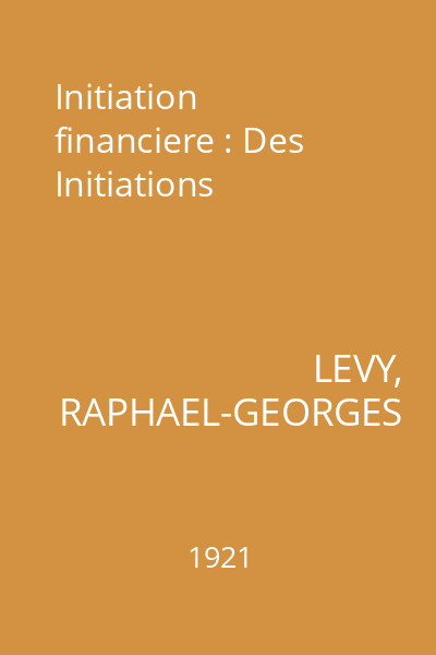 Initiation financiere : Des Initiations