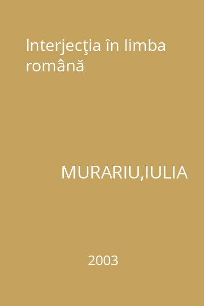 Interjecţia în limba română