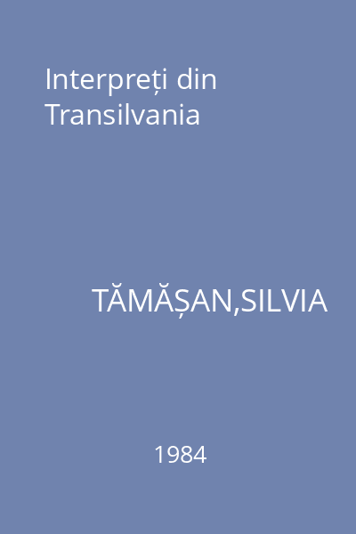Interpreți din Transilvania