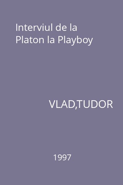Interviul de la Platon la Playboy
