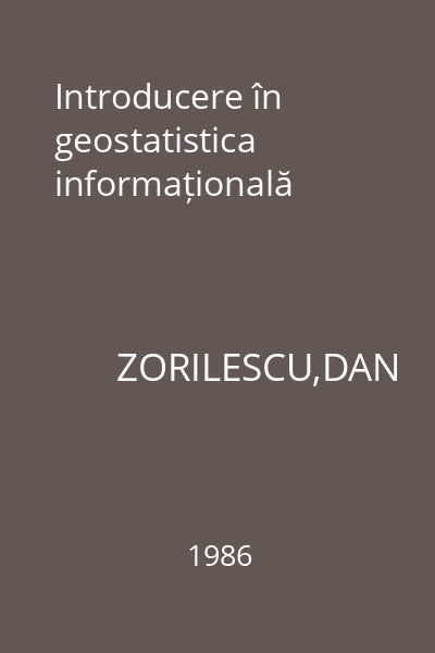 Introducere în geostatistica informațională